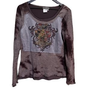 Alberto Makali Chromatic Washed Dip Dyed One of a Kind Lined Beaded Sweater XL